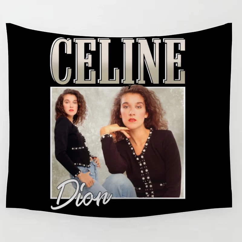 Vintage Album Cover in 1980s Fashion Style Tapestry