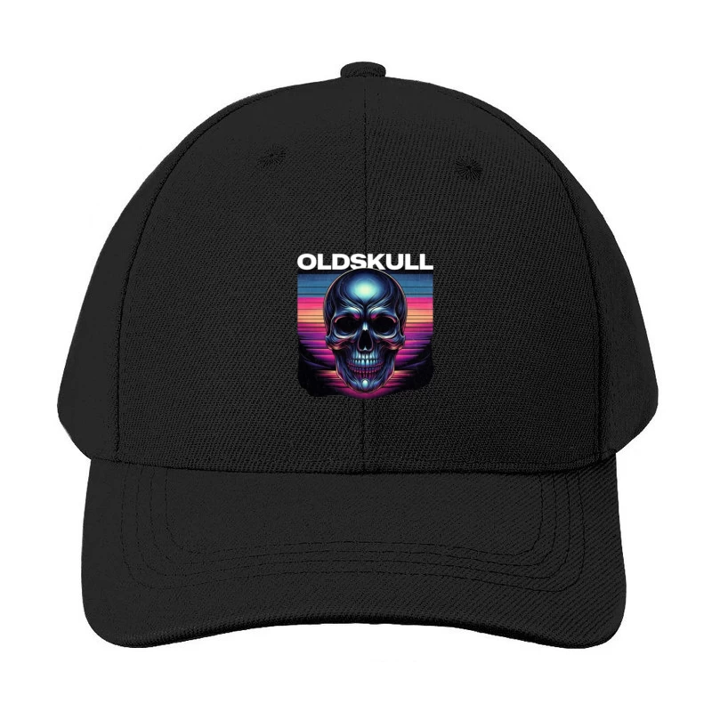 Retro Synthwave Neon Skull Artwork Baseball Cap