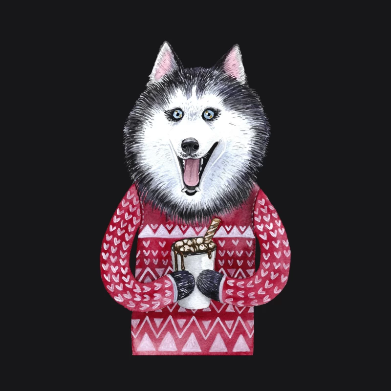 Chien mignon en pull avec chocolat chaud Homme Sweat à capuche
