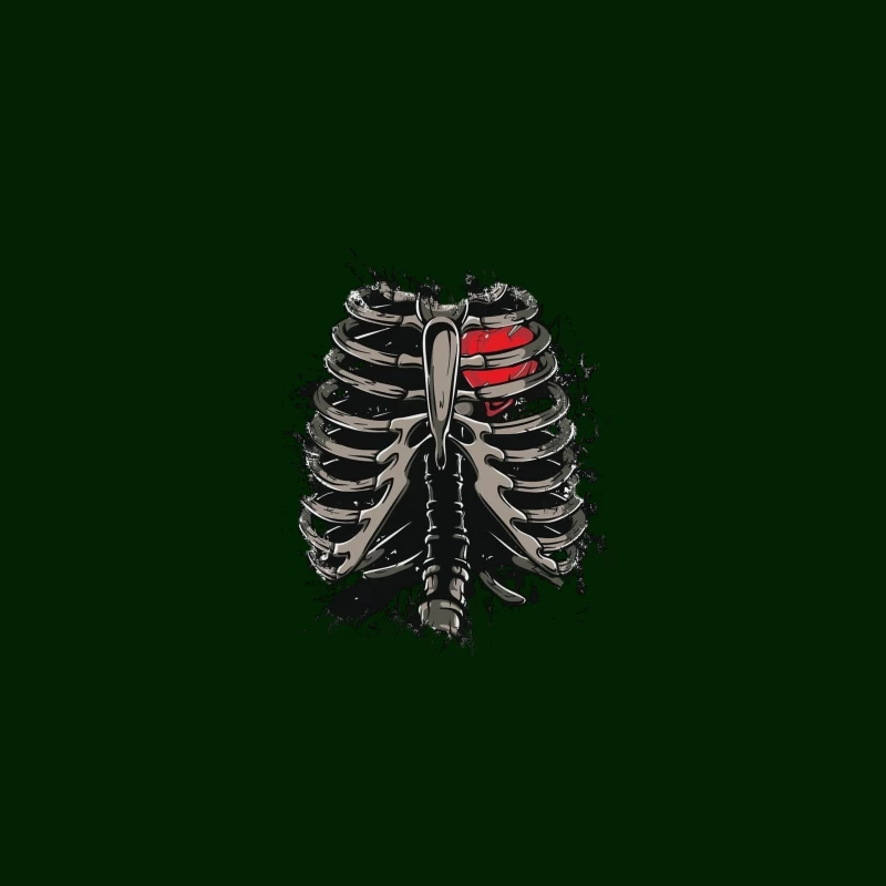 Anatomical Illustration of a Skeleton with a Heart Desk Mat