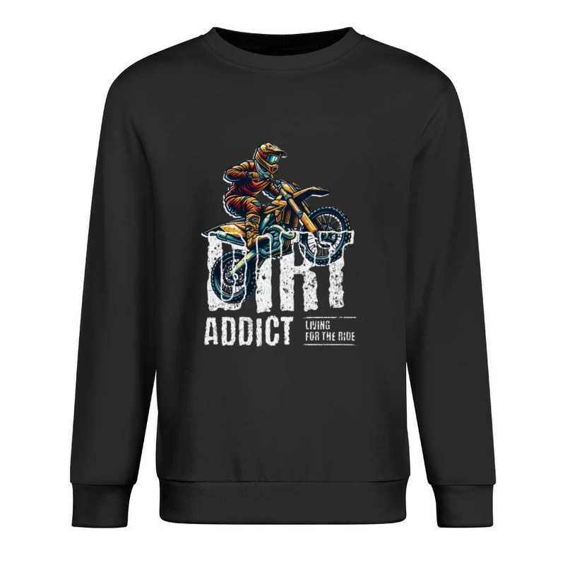 Dynamic Motocross Rider Illustration in Action Male Pullover Sweatshirt