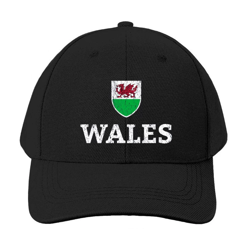 Welsh Dragon Shield with Distressed Text Design Baseball Cap