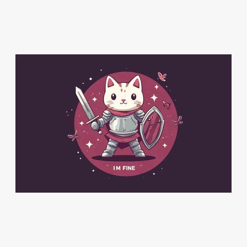Cute Armored Cat Knight with Sword and Shield on Pink Background Travel Mug