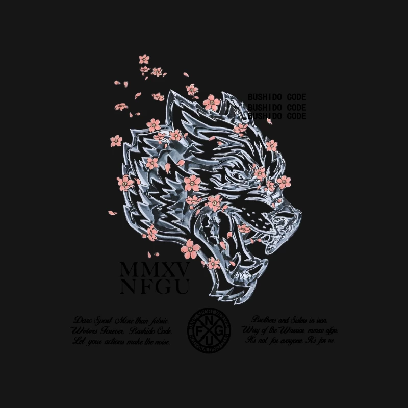 Wolfdesign mit Blüten Herren T-Shirt