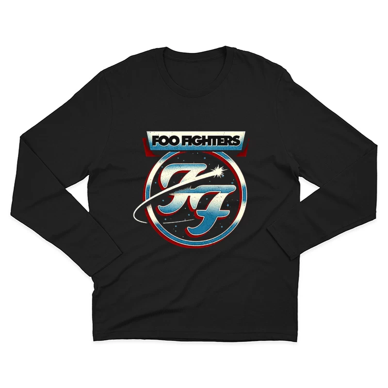 Foo Fighters Classic Circular Band Logo in Red and Blue Male Long Sleeve T-Shirt