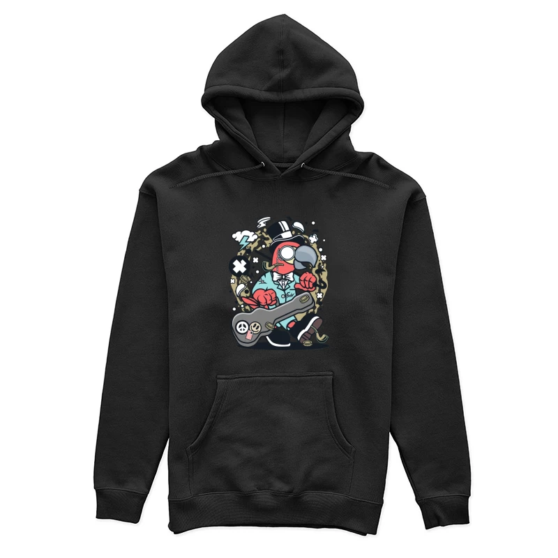 Perroquet chic avec guitare et chapeau haut-de-forme Femme Sweat à capuche
