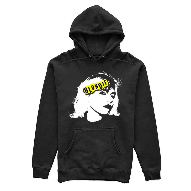 Blondie Band Artistic Logo Design in Black and White Female Pullover Hoodie