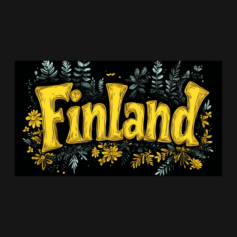 Finland Typography with Nordic Floral Design Desk Mat