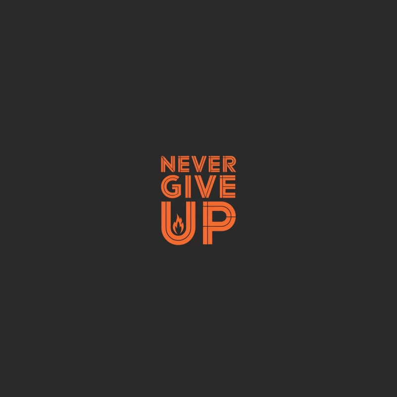 Fiery Motivation: Never Give Up Typography Baseball Cap