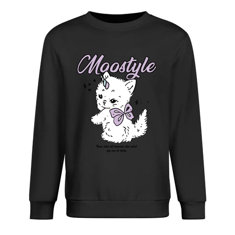 Niedliches Einhorn-Kätzchen mit Schleife Herren Pullover Sweatshirt