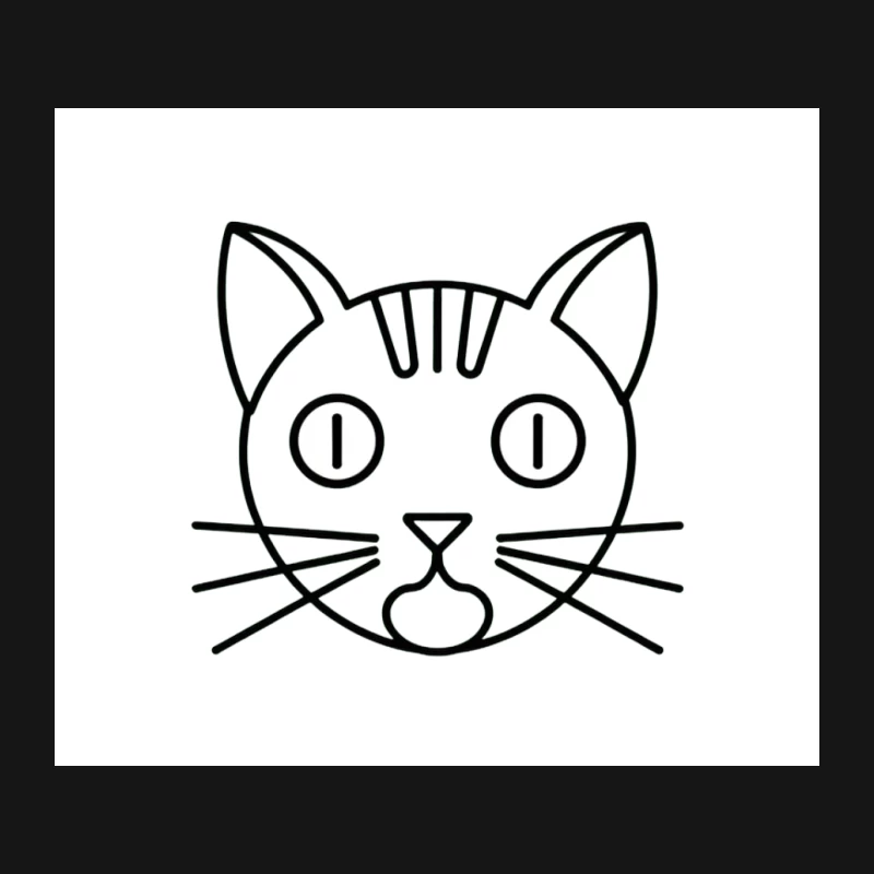 Minimalist Line Drawing of Cartoon Cat Face Mouse Pad