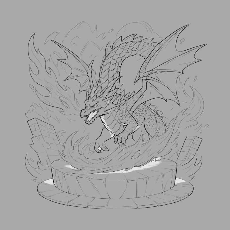 Mighty Dragon Ascending Amidst Flames Male Pullover Hoodie