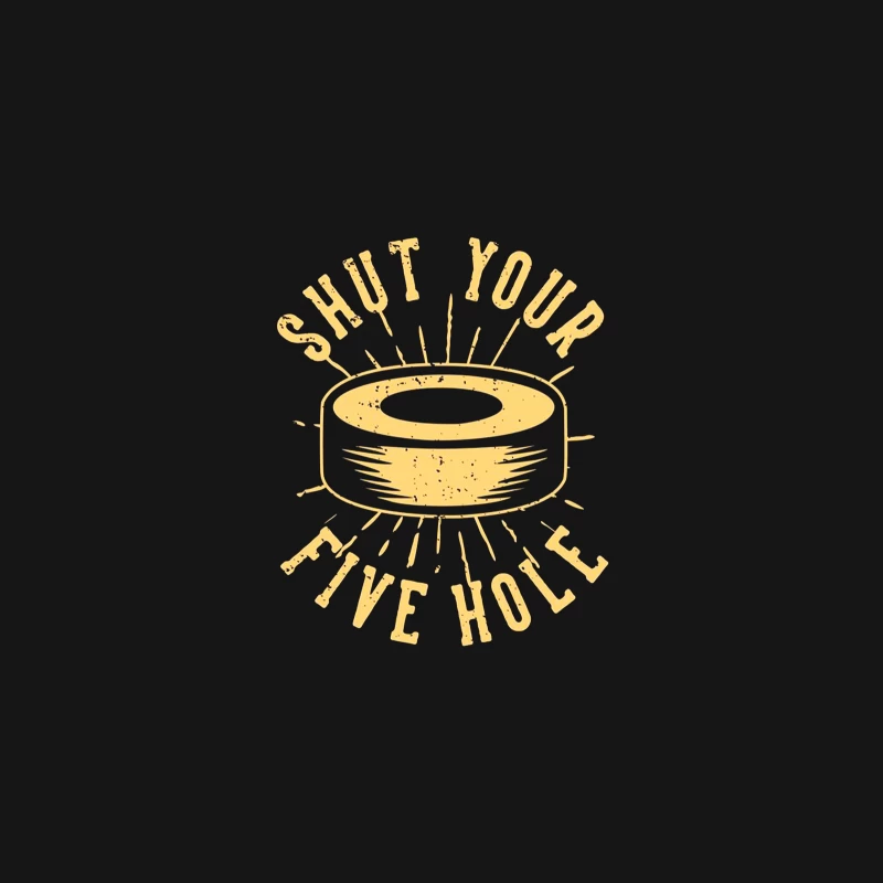 shut your five hole with hockey  Minimalist Gold Typography: Hockey Puck Motivational Design Female Long Sleeve T-Shirt