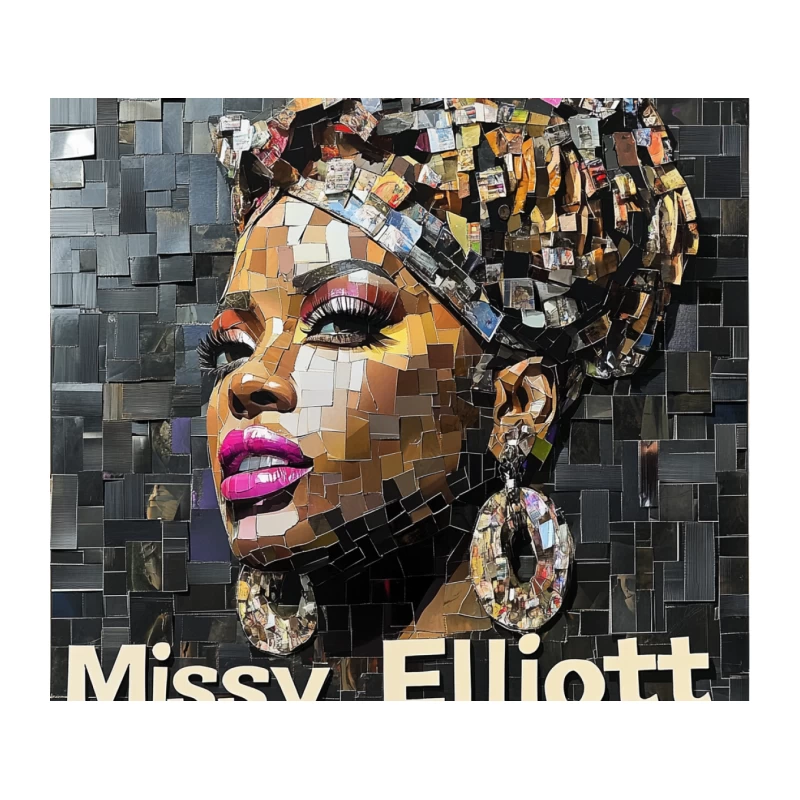 Vibrant Mosaic Portrait: Urban Contemporary Art Collage Tapestry