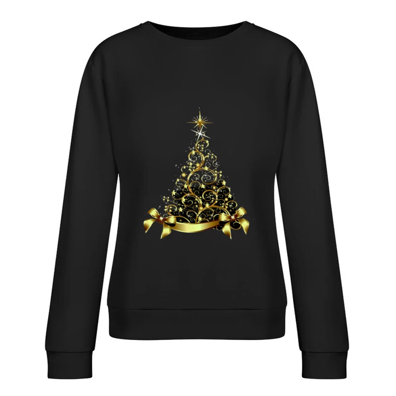 Goldene Weihnachtsbaumdekoration Damen Pullover Sweatshirt
