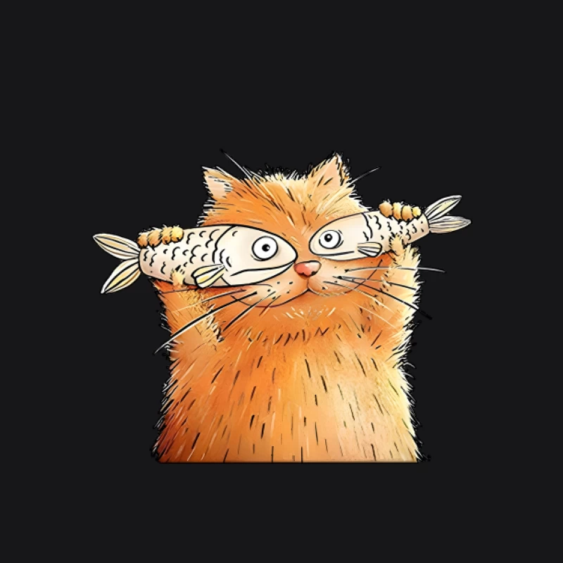 Illustration de chat avec des poissons Homme Sweat à capuche