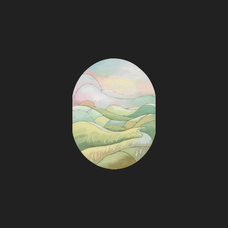 Pastel Watercolor Abstract Landscape with Rolling Hills Bucket Hat