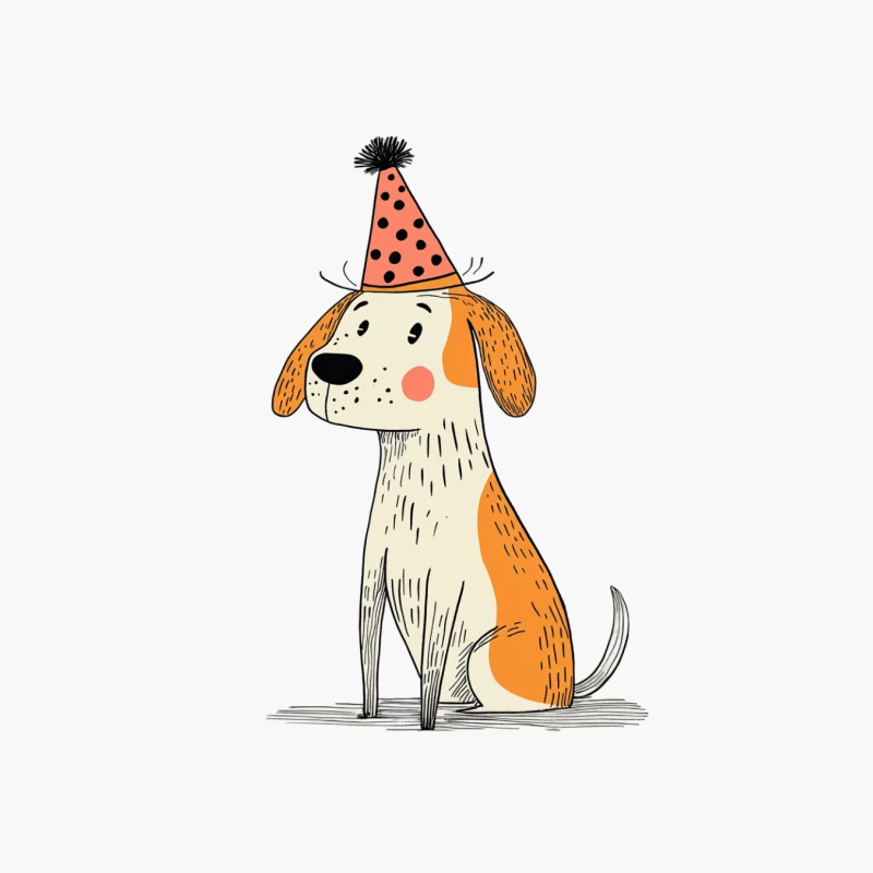 Cute Cartoon Dog Wearing Party Hat for Birthday Cotton Tote Bag