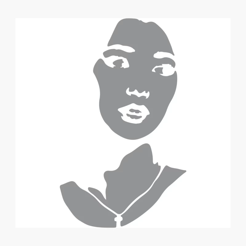 Minimalist Grayscale Portrait Silhouette Throw Pillow