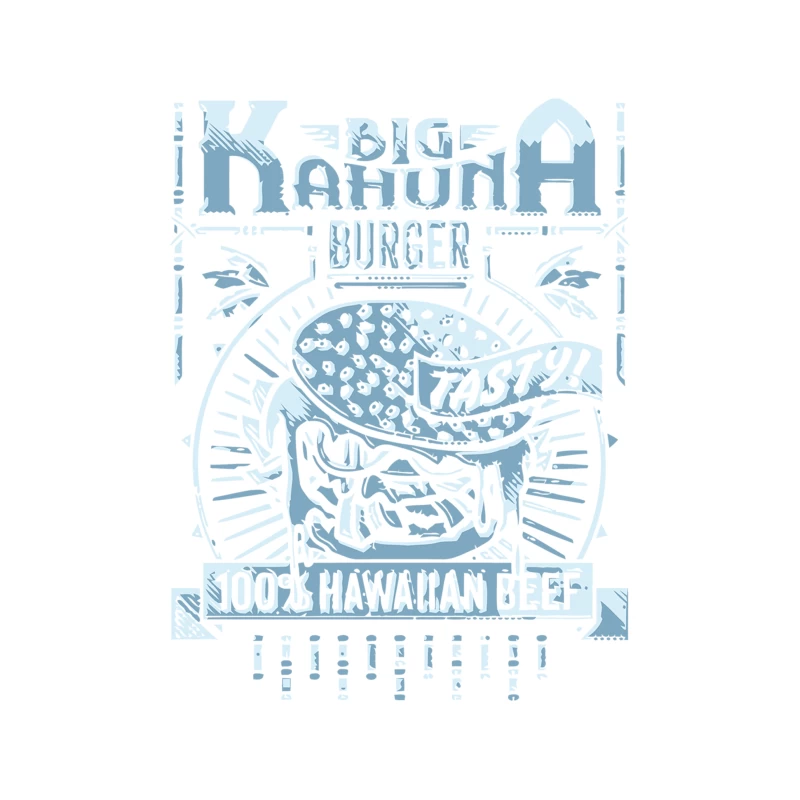 Big Kahuna Hawaiian Burger Retro Blue Illustration Tapestry