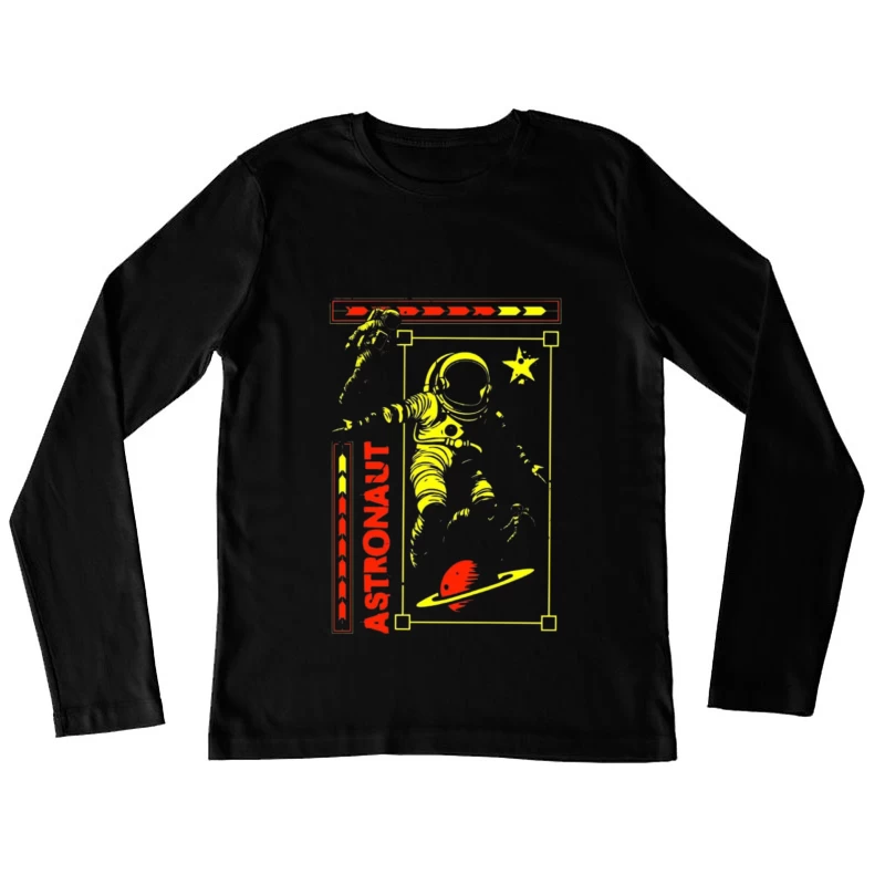 Retro Space Astronaut Vintage Poster Design Female Long Sleeve T-Shirt