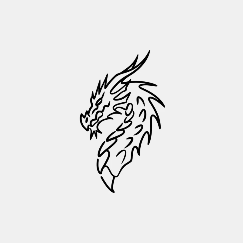 Black and White Dragon Silhouette Illustration Male Tank Top