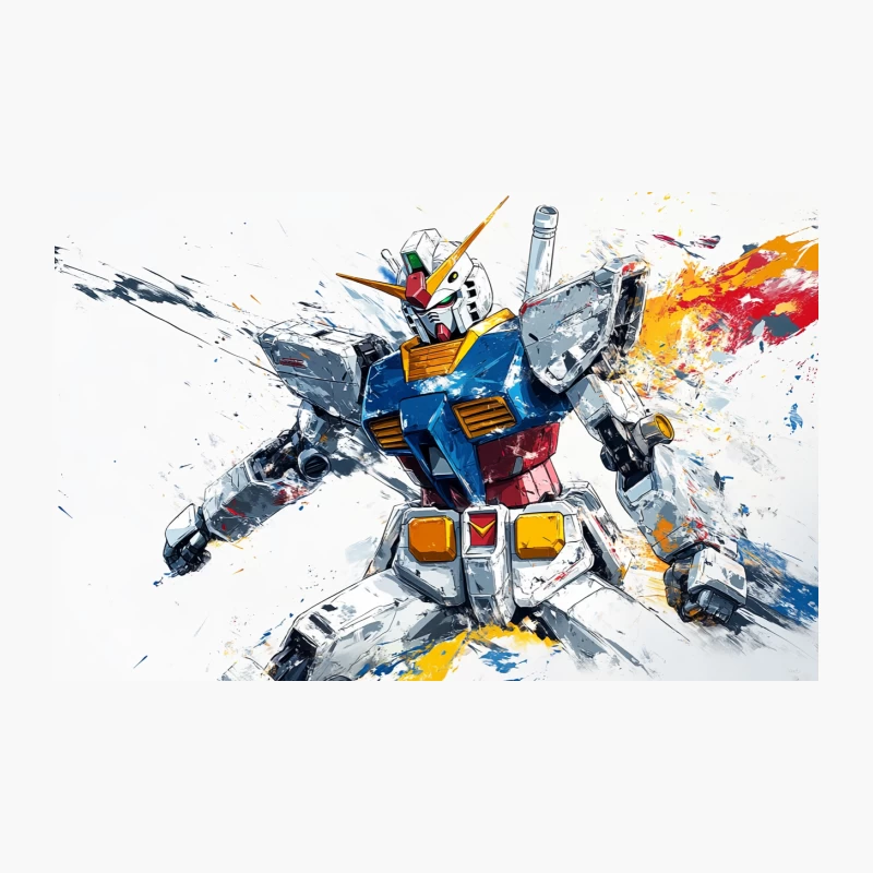 Dynamic Gundam Mecha Painting: Colorful Sci-Fi Action Travel Mug