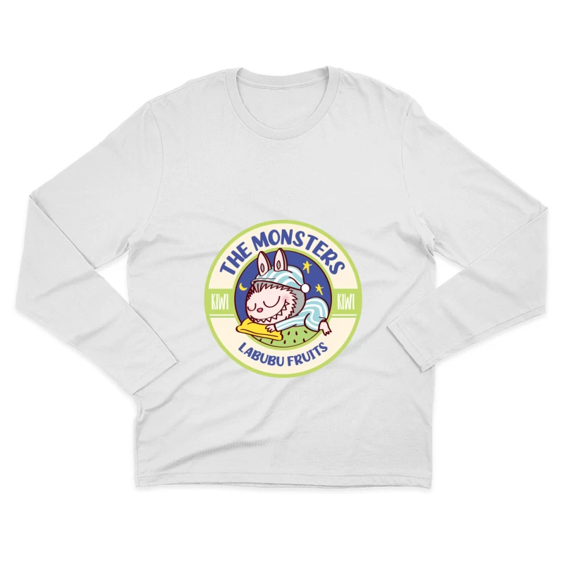 Schlafendes Monster-Logo mit Kiwi-Thema Herren Langarm T-Shirt