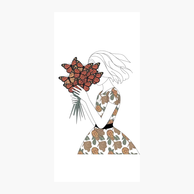Delicate Butterfly Bouquet: A Feminine Floral Illustration iPhone Case