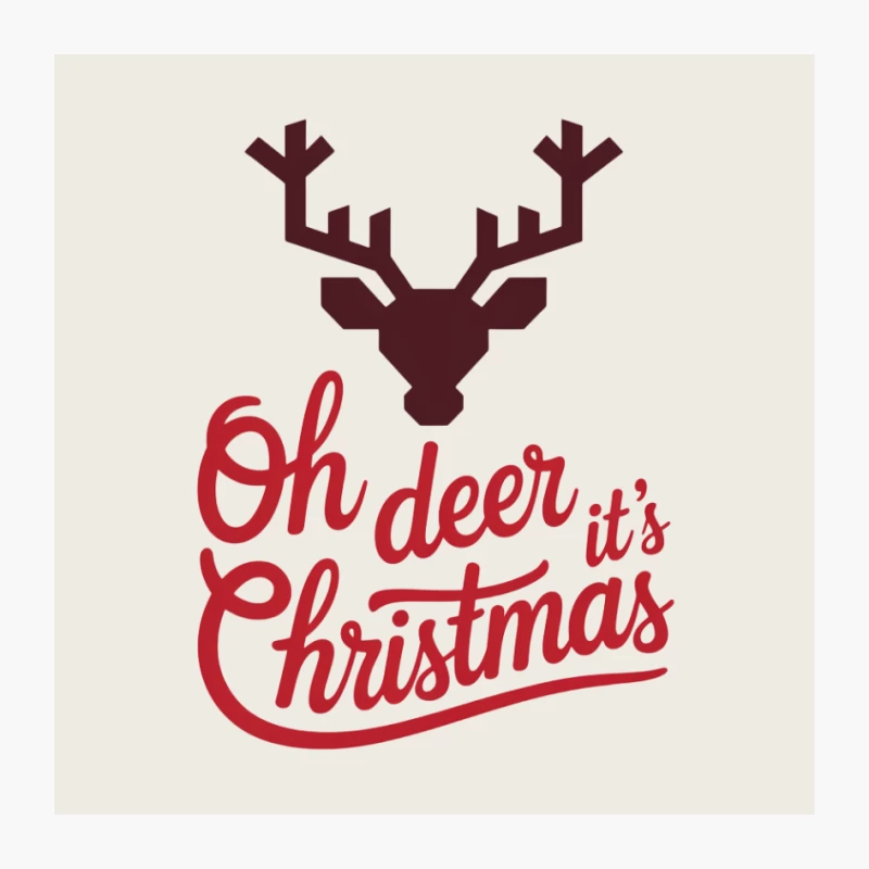 Festive Christmas Deer Typography Holiday Art Pin