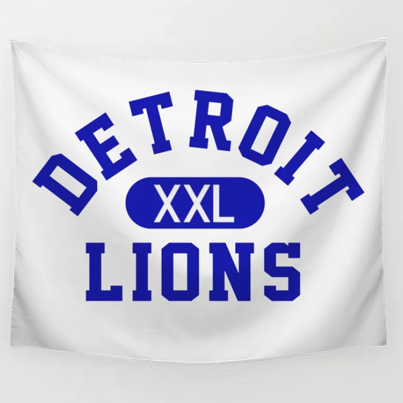 Detroit Lions XXL Sports Team Logo in Blue Typography Tapestry