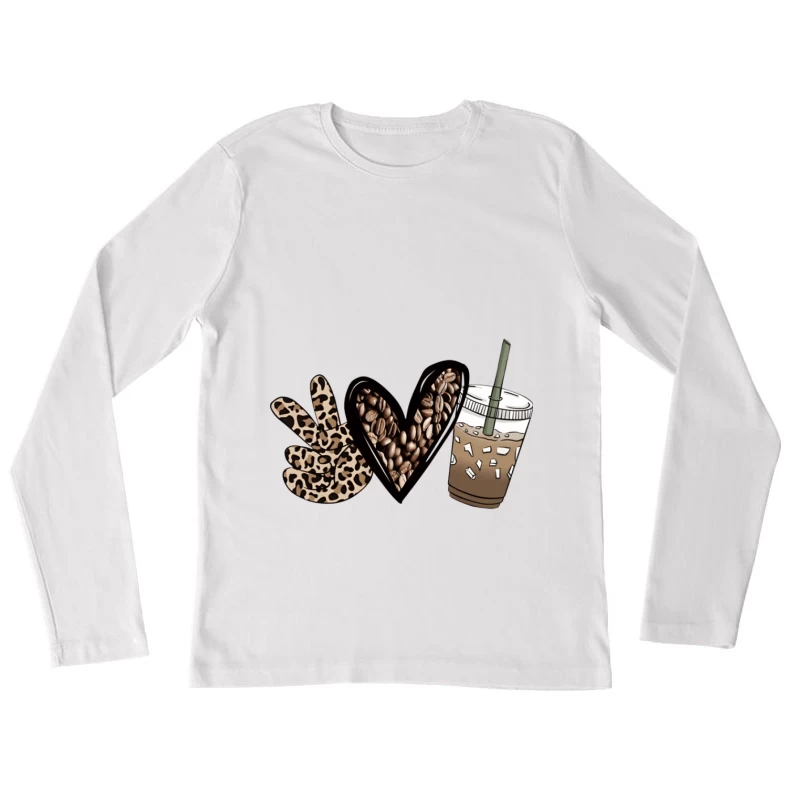 Frieden, Liebe und Eiskaffee Damen Langarm T-Shirt