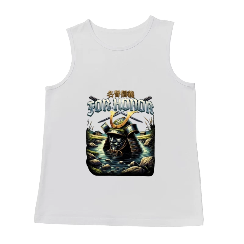 Japanese Samurai Helmet Emerging from Water - Artistic Illustration Male Tank Top