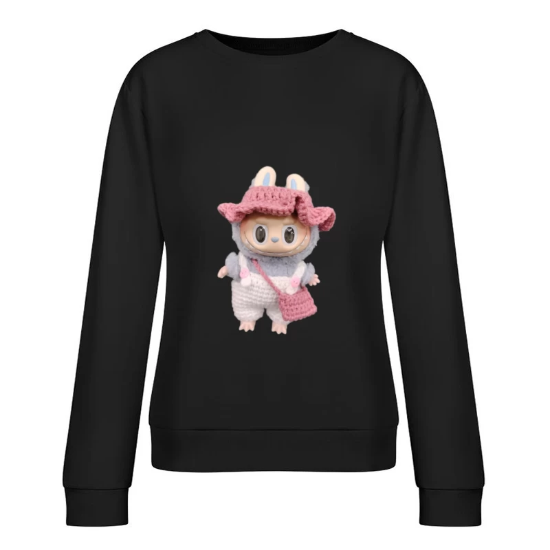 Niedliche Puppe im Hasenkostüm mit gestrickter Mütze Damen Pullover Sweatshirt
