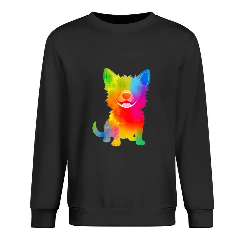 Colorful Cartoon Dog Illustration Male Pullover Sweatshirt