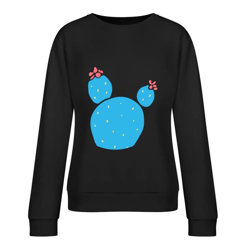 Cactus bleu avec fleurs rouges Femme Sweat-shirt à enfiler