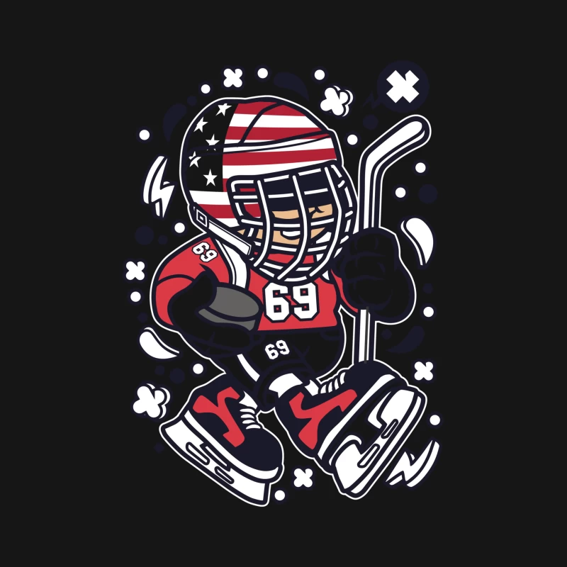 Joueur de hockey américain stylisé Homme Manches Longues T-Shirt