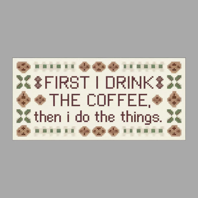 Humorous Cross-Stitch Coffee Quote Embroidery Female Pullover Hoodie