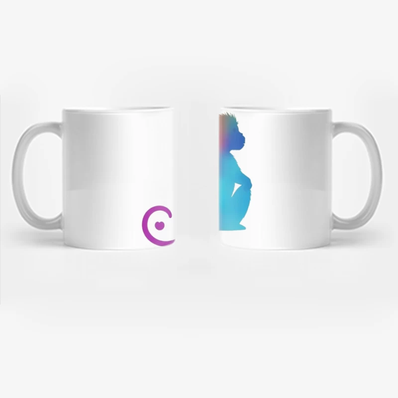 Colorful Gradient Monkey Silhouette with Curled Tail Coffee Mug