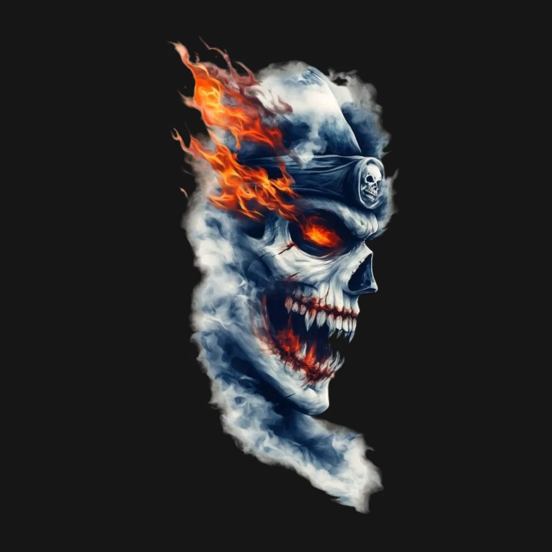 Fiery Ghost Skull Artwork Male Long Sleeve T-Shirt