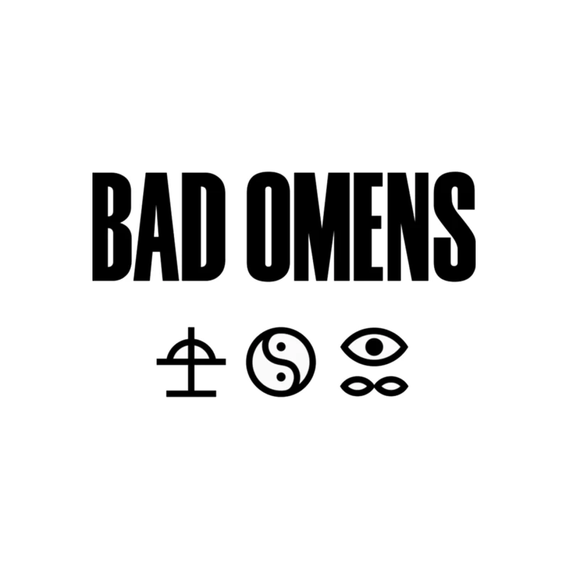 Bad Omens Band Logo with Mystical Symbols in Black and White Mouse Pad