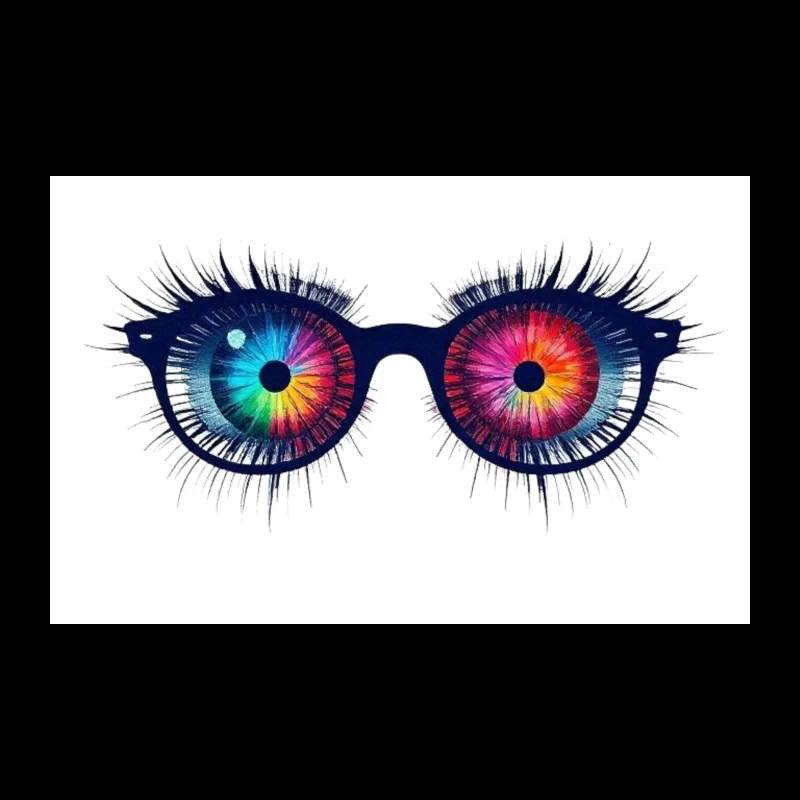 Psychedelic Rainbow Eyes Behind Glasses Travel Mug