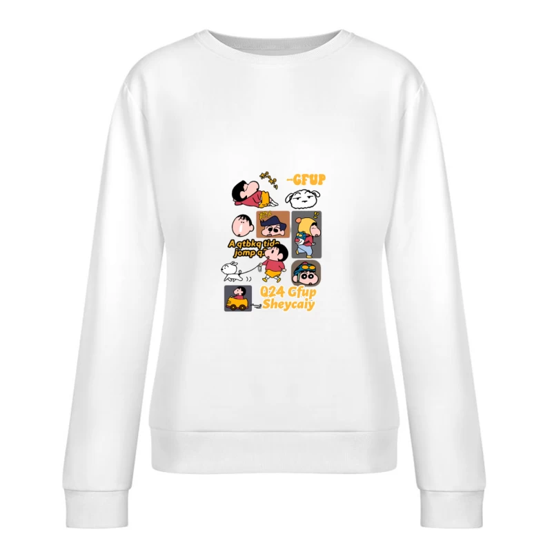 Personnages de bande dessinée dans des poses amusantes Femme Sweat-shirt à enfiler