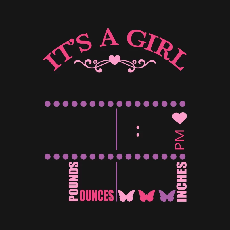 Annonce de naissance fille avec cœurs et papillons Femme Manches Longues T-Shirt