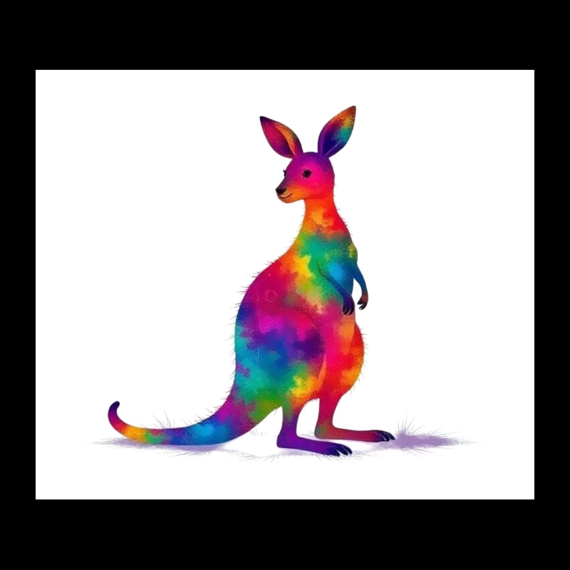 Rainbow Watercolor Kangaroo Art Tapestry