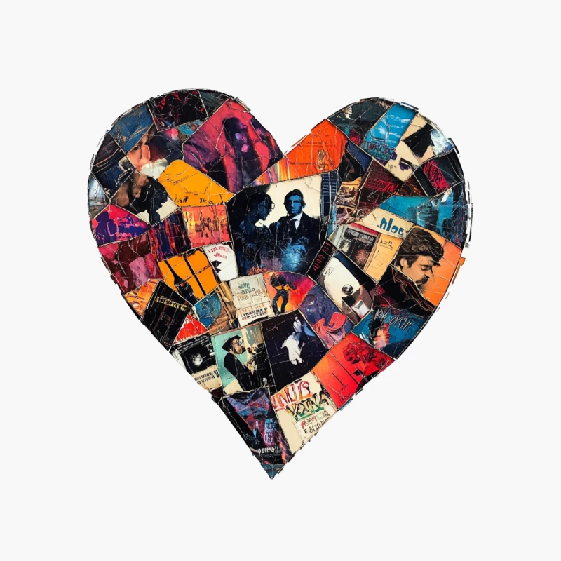 Vibrant Musical Heart: A Collage of Retro Album Covers Cotton Tote Bag