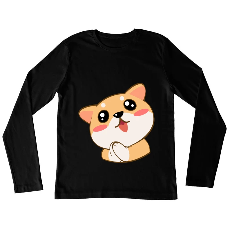 Niedlicher Cartoon-Welpe Damen Langarm T-Shirt