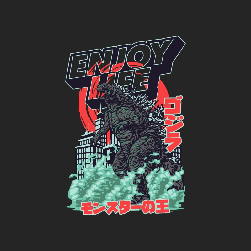 Godzilla Enjoy Life Graphic Male Pullover Sweatshirt