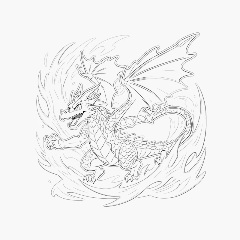 Fiery Dragon Illustration Cotton Tote Bag