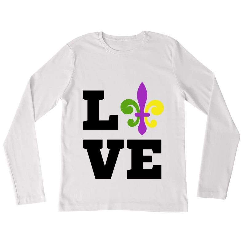 Fleur-de-lis colorée sur fond blanc Femme Manches Longues T-Shirt